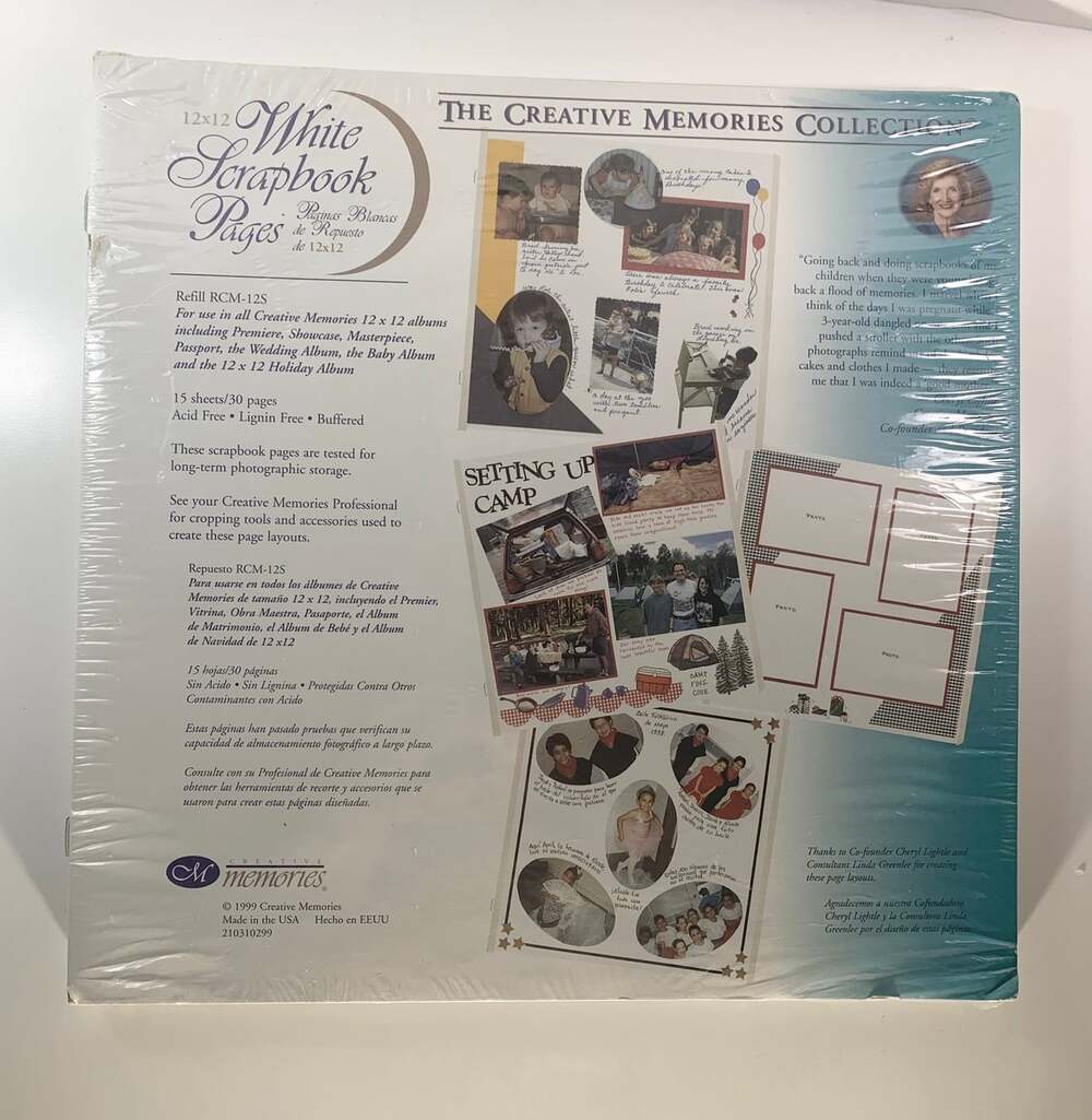 CREATIVE MEMORIES 12 x 12" Old Style Original WHITE Refill Pages Vtg NOS RCM-12S